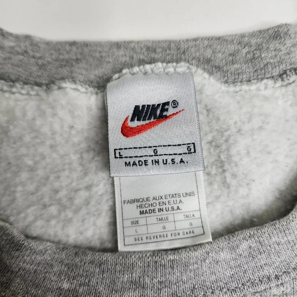 Vintage Nike Sweatshirt 90s Swoosh Sweater Size Large Gray Made in USA - Picture 4 of 8